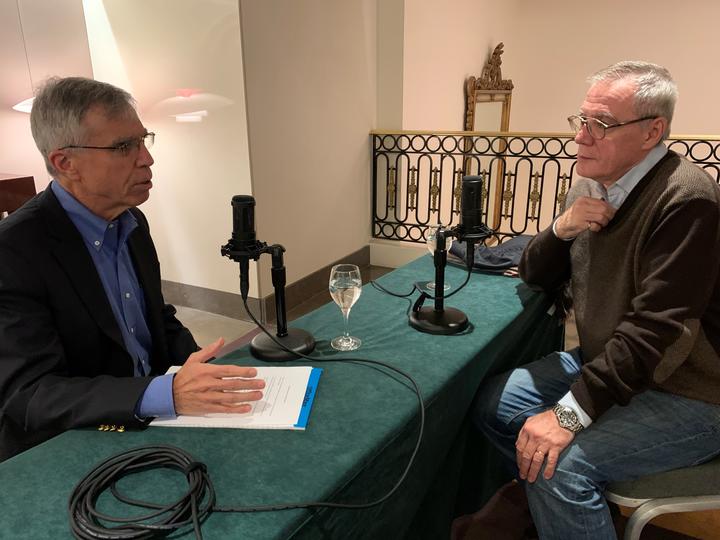 Andrei Marcu and Rob Stavins conducting podcast